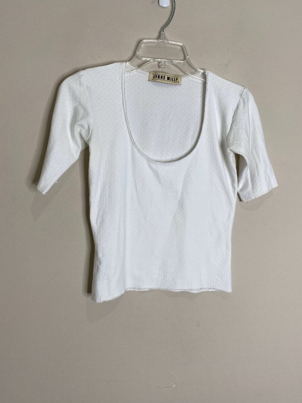 Lykke Wullf Cleo Shirt Pointelle Stretch Cotton Scoop Neck White